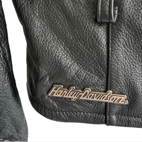 Harley Davidson Women’s Black Studded Leather jacket Size Medium - Picture 5 of 13